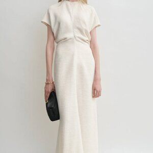 TOTEME Slouch waist crinkled dress cream